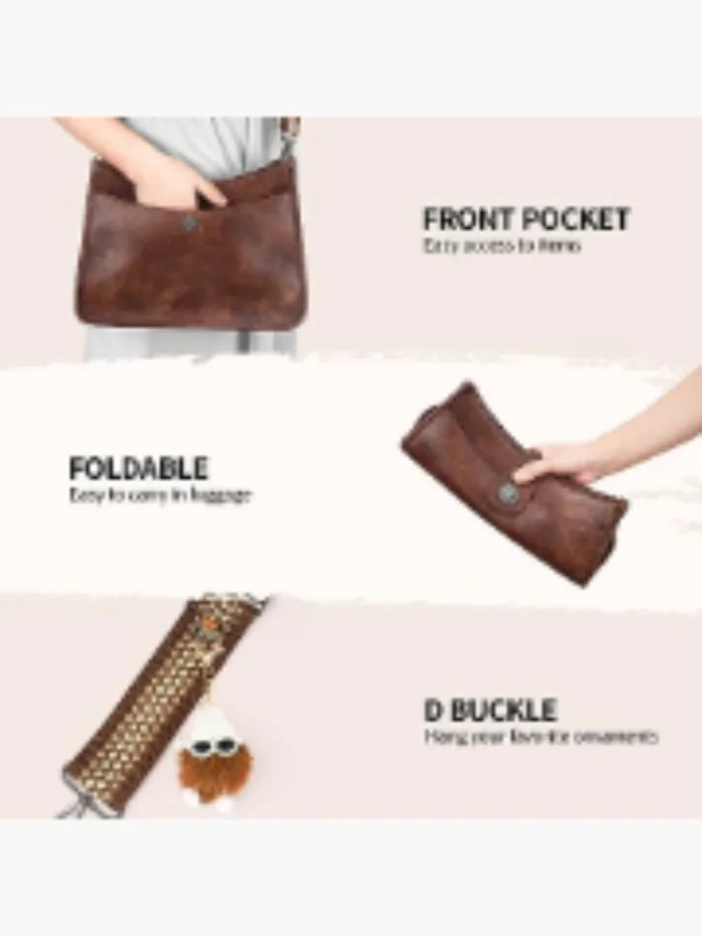 Trendy Vegan Leather Hobo Crossbody Purse with 2 Detachable Straps